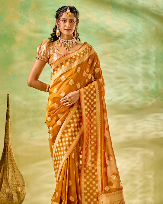 Golden Tissue Saree with Trellis Butidar Artistry Weaves