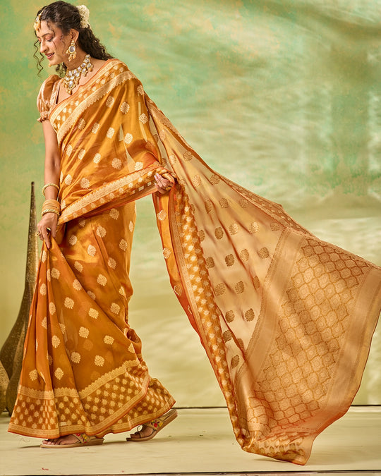 Golden Tissue Saree with Trellis Butidar Artistry Weaves