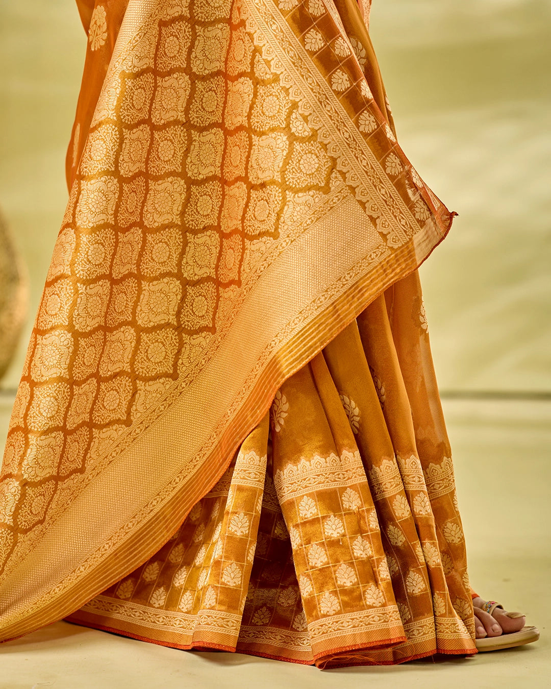 Golden Tissue Saree with Trellis Butidar Artistry Weaves
