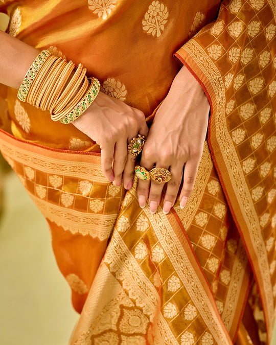 Golden Tissue Saree with Trellis Butidar Artistry Weaves