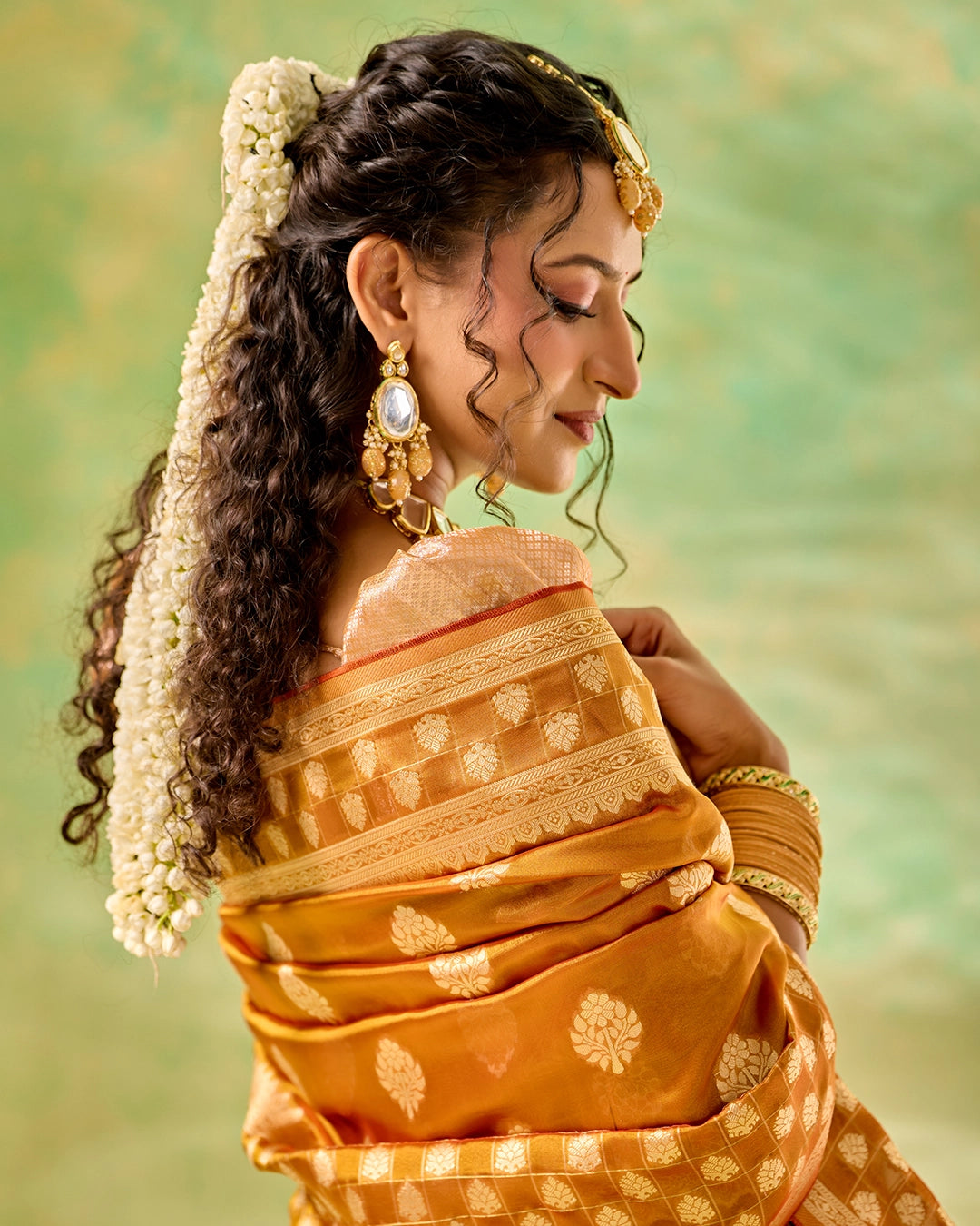 Golden Tissue Saree with Trellis Butidar Artistry Weaves