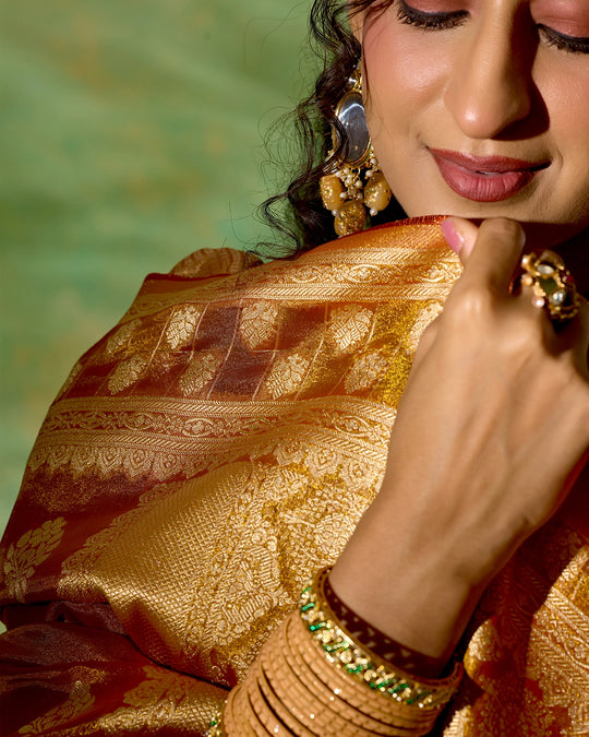 Golden Tissue Saree with Trellis Butidar Artistry Weaves