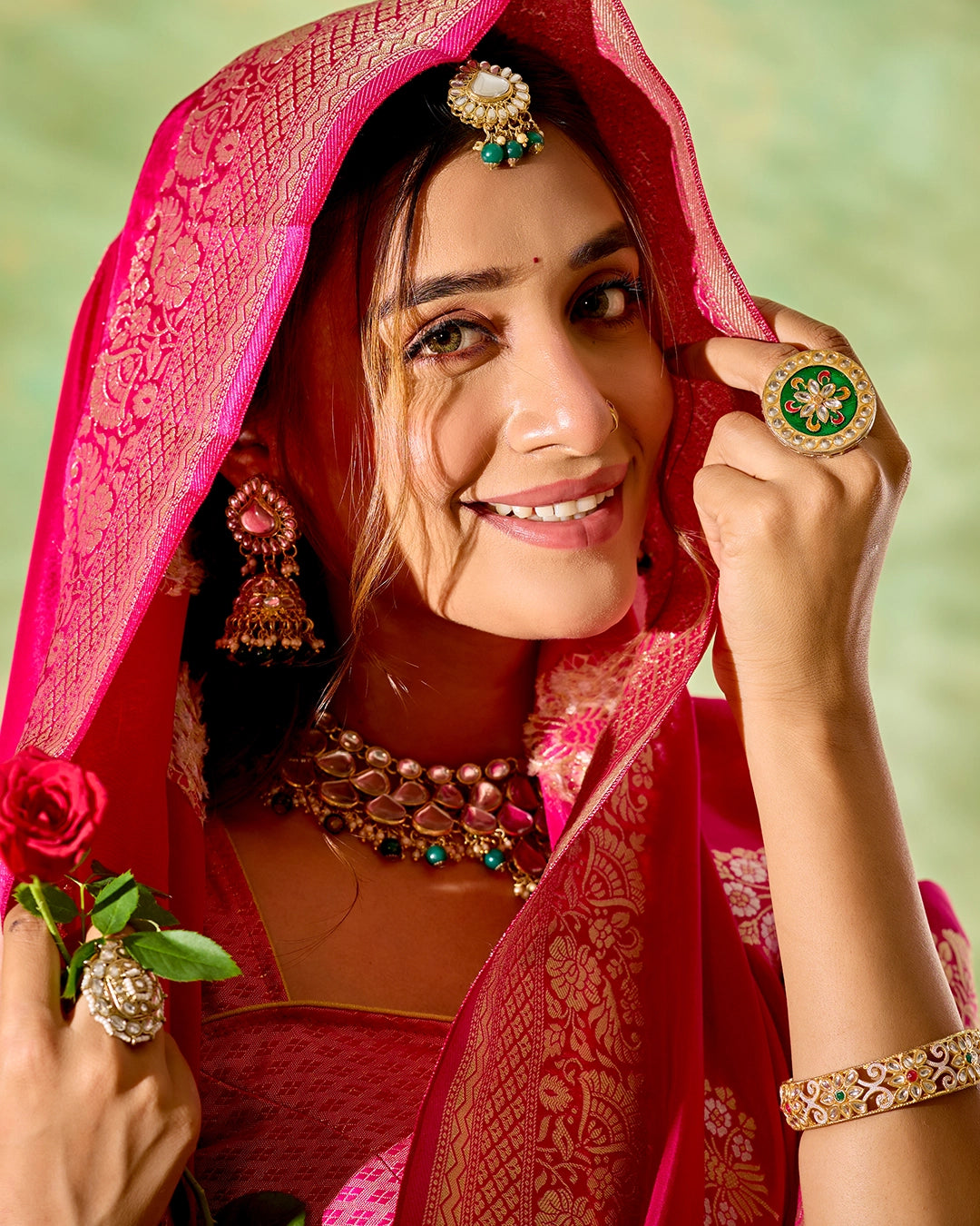 Rani Pink Banarasi Saree with Grand Floral Zari Weaves