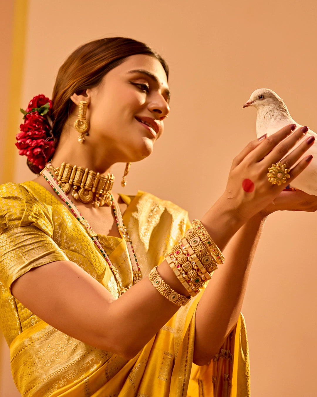Mustard Banarasi Saree with Grand Lattice Weaves