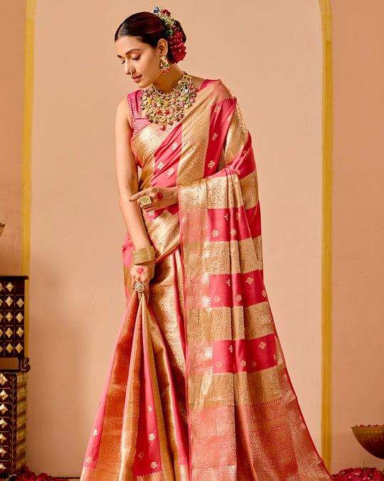 Pink Banarasi and Tissue Saree with Grand Zari Craftsmanship