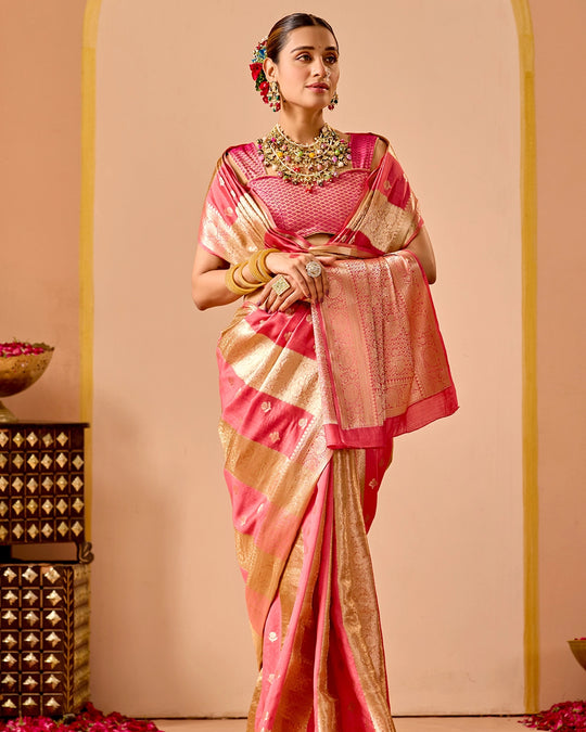 Pink Banarasi and Tissue Saree with Grand Zari Craftsmanship