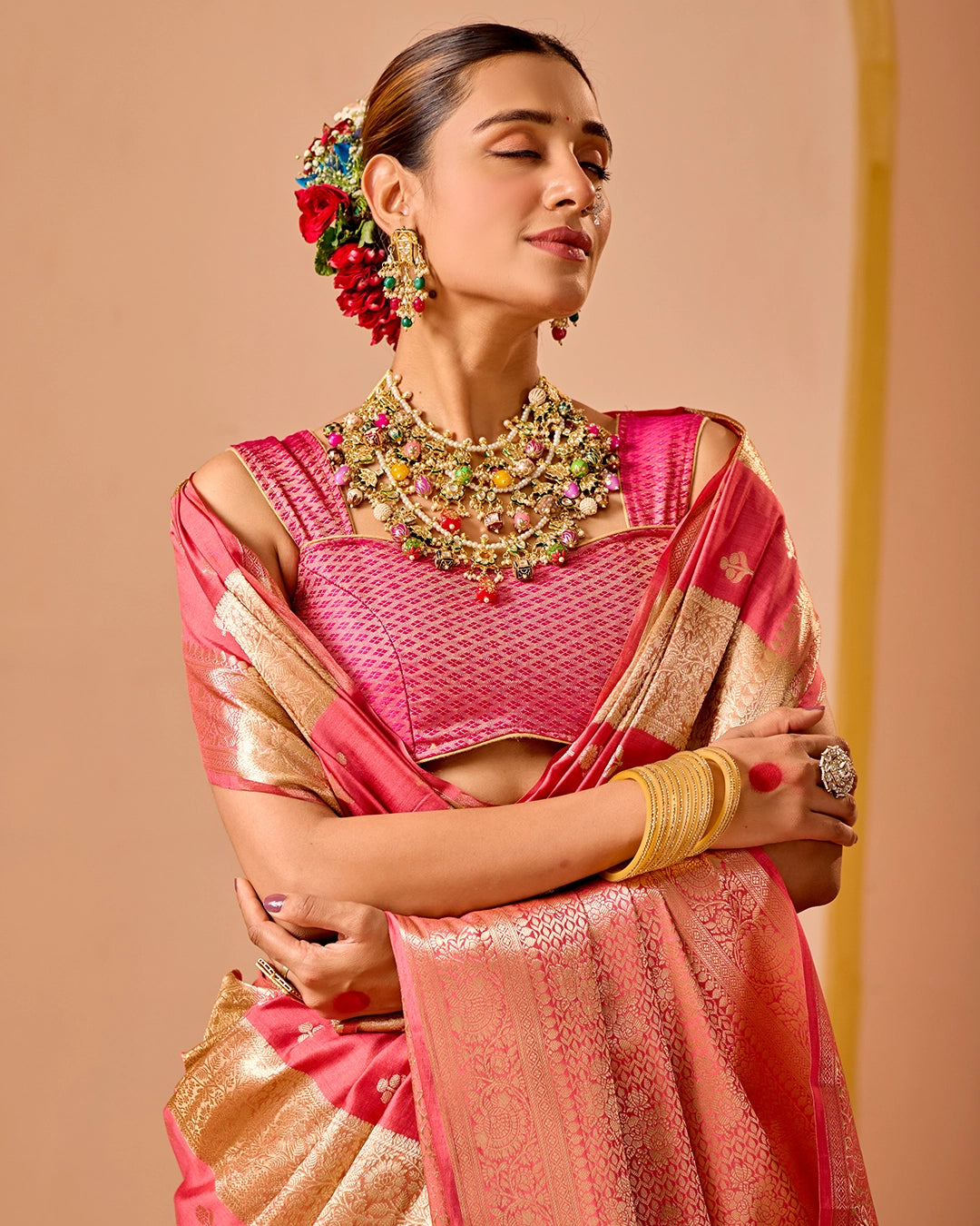 Pink Banarasi and Tissue Saree with Grand Zari Craftsmanship
