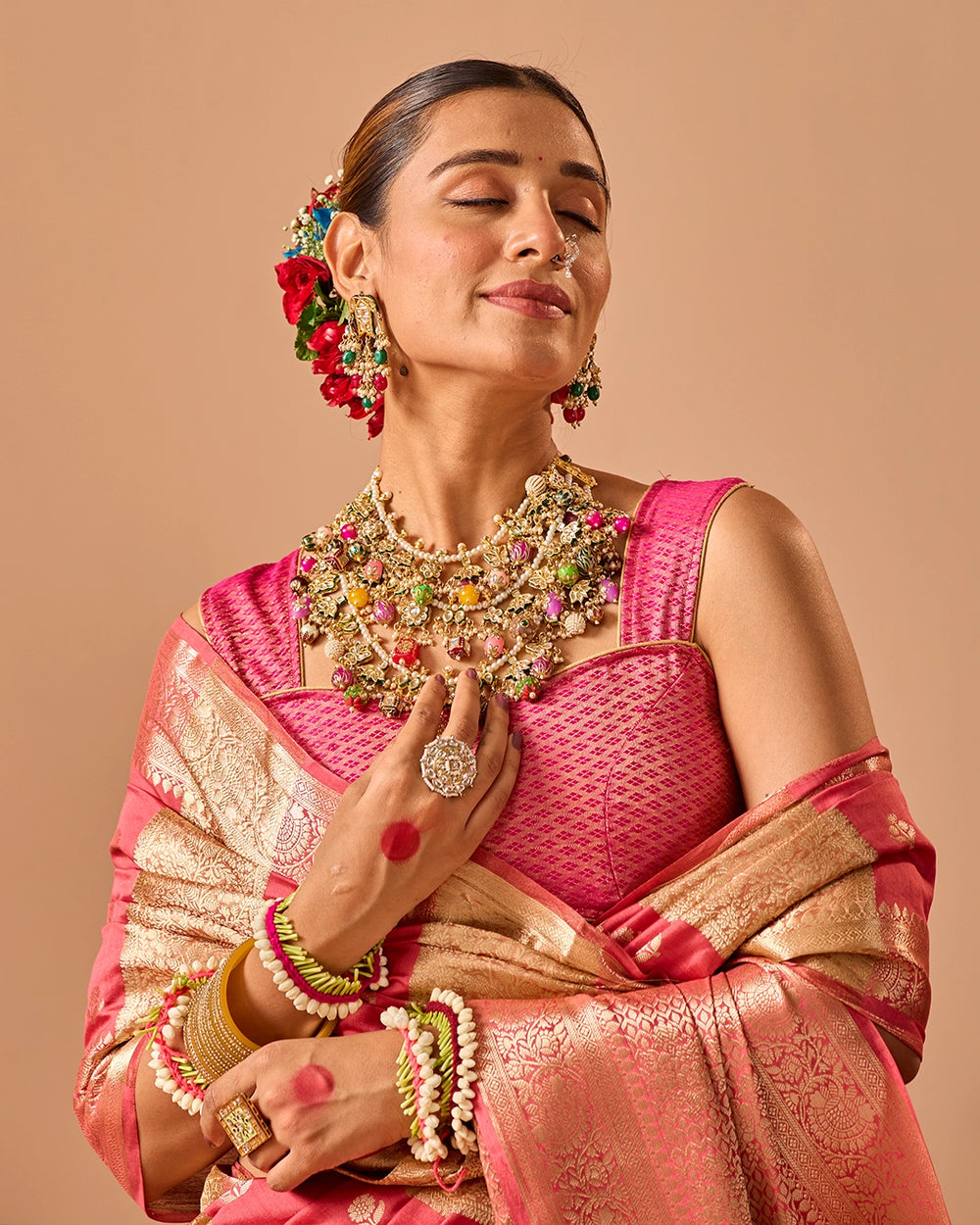 Pink Banarasi and Tissue Saree with Grand Zari Craftsmanship