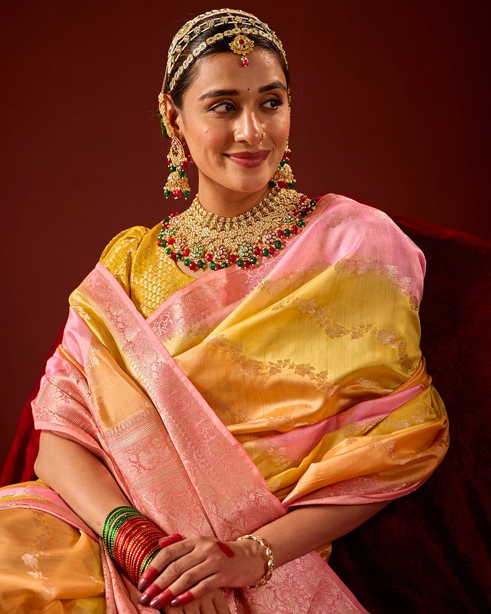 Blush Rangkat Banarasi Saree with Delicate Weaving Hues