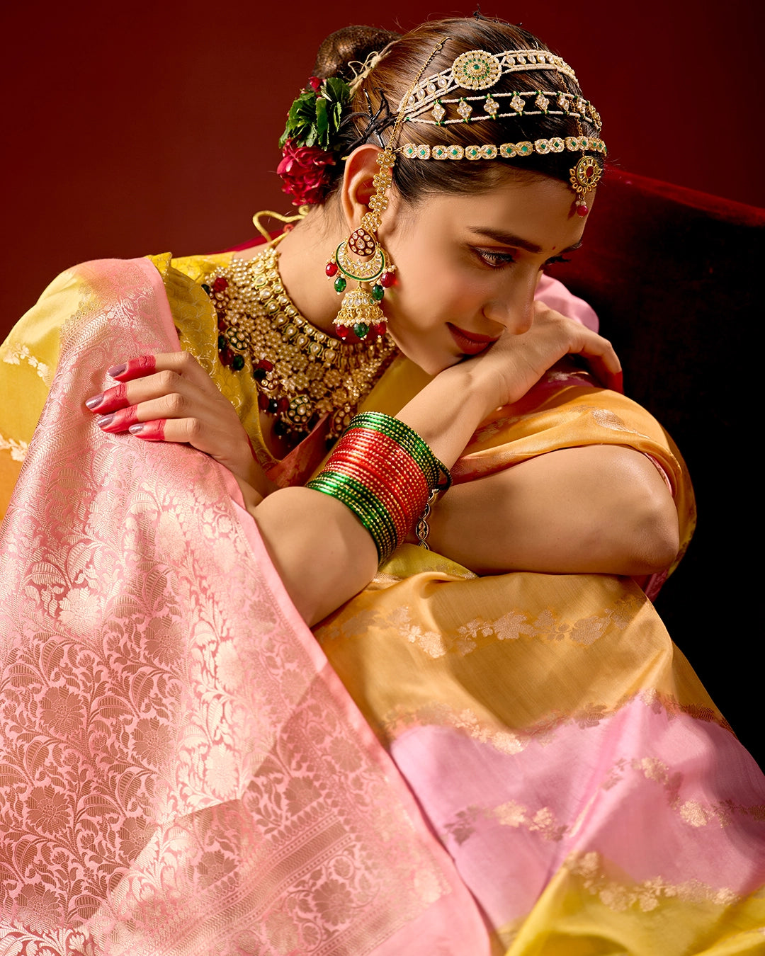 Blush Rangkat Banarasi Saree with Delicate Weaving Hues