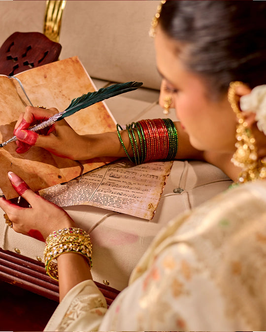 Ivory Banarasi Saree with Intricate Meenakari Jaal