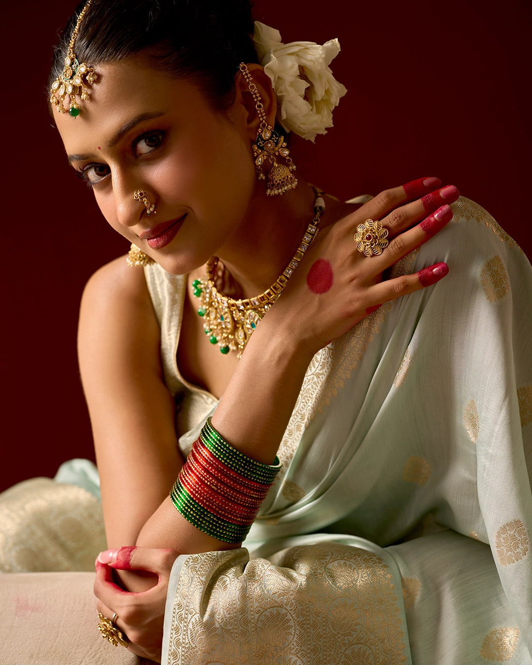 Pastel Green Banarasi Saree with Elegant Butidar Weaves