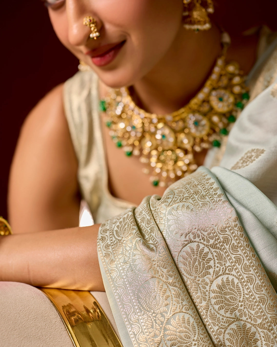Pastel Green Banarasi Saree with Elegant Butidar Weaves