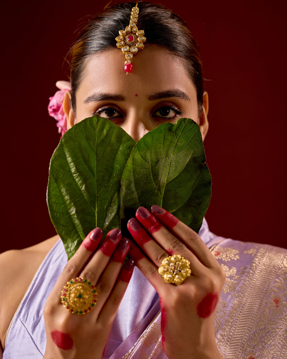 Lavender Banarasi Saree with Meenakari Floral Weaves