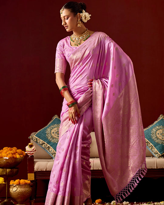 Orchid Banarasi Saree with Delicate Buti Weaves