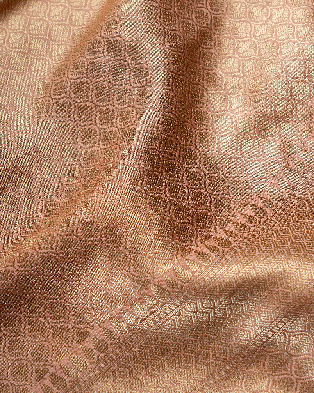 Blushing Peach Meenakari Jaal Pure Banarasi Silk Saree