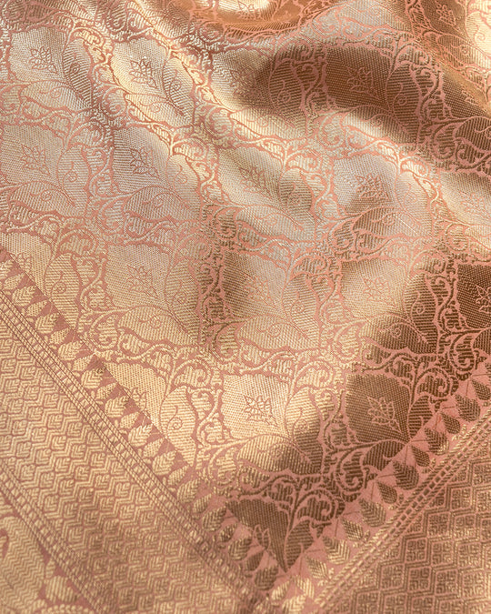 Blushing Peach Meenakari Jaal Pure Banarasi Silk Saree