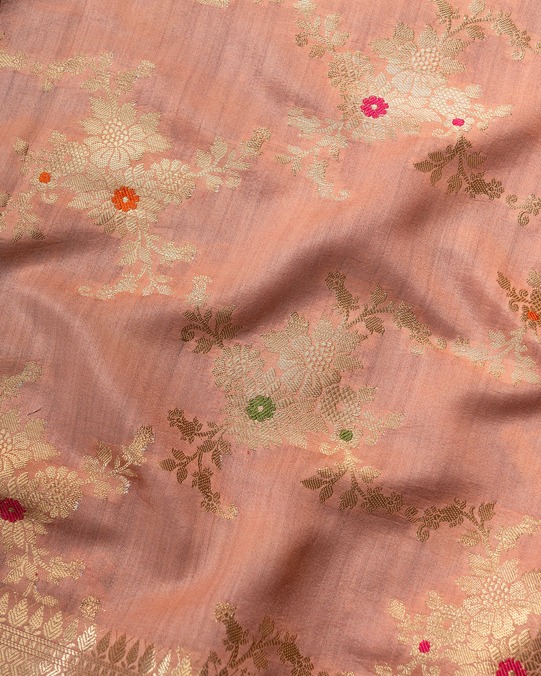 Blushing Peach Meenakari Jaal Pure Banarasi Silk Saree