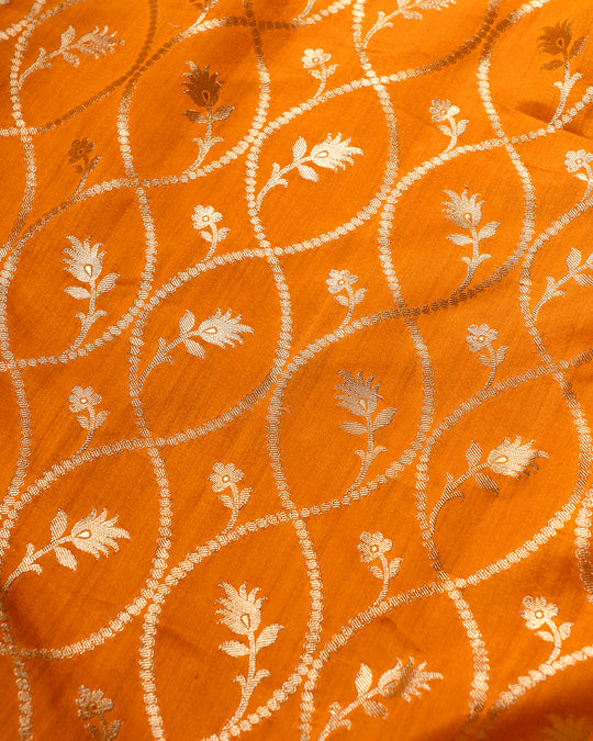 Saffron Handwoven Zari Banarasi Silk Saree