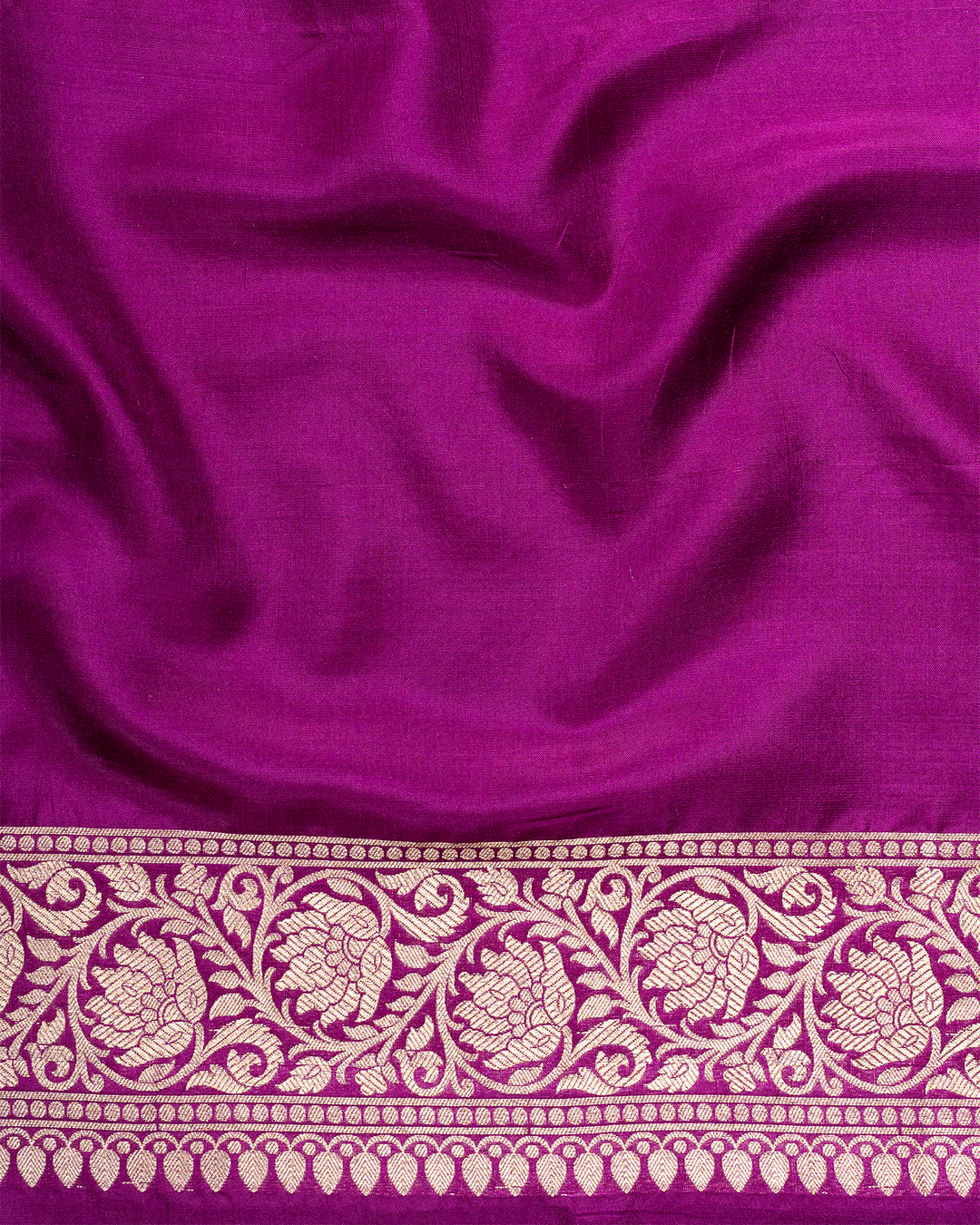 Jashn-e-Bahar Purple Pure Katan Silk Saree With Gleaming Golden Floral Embellishments