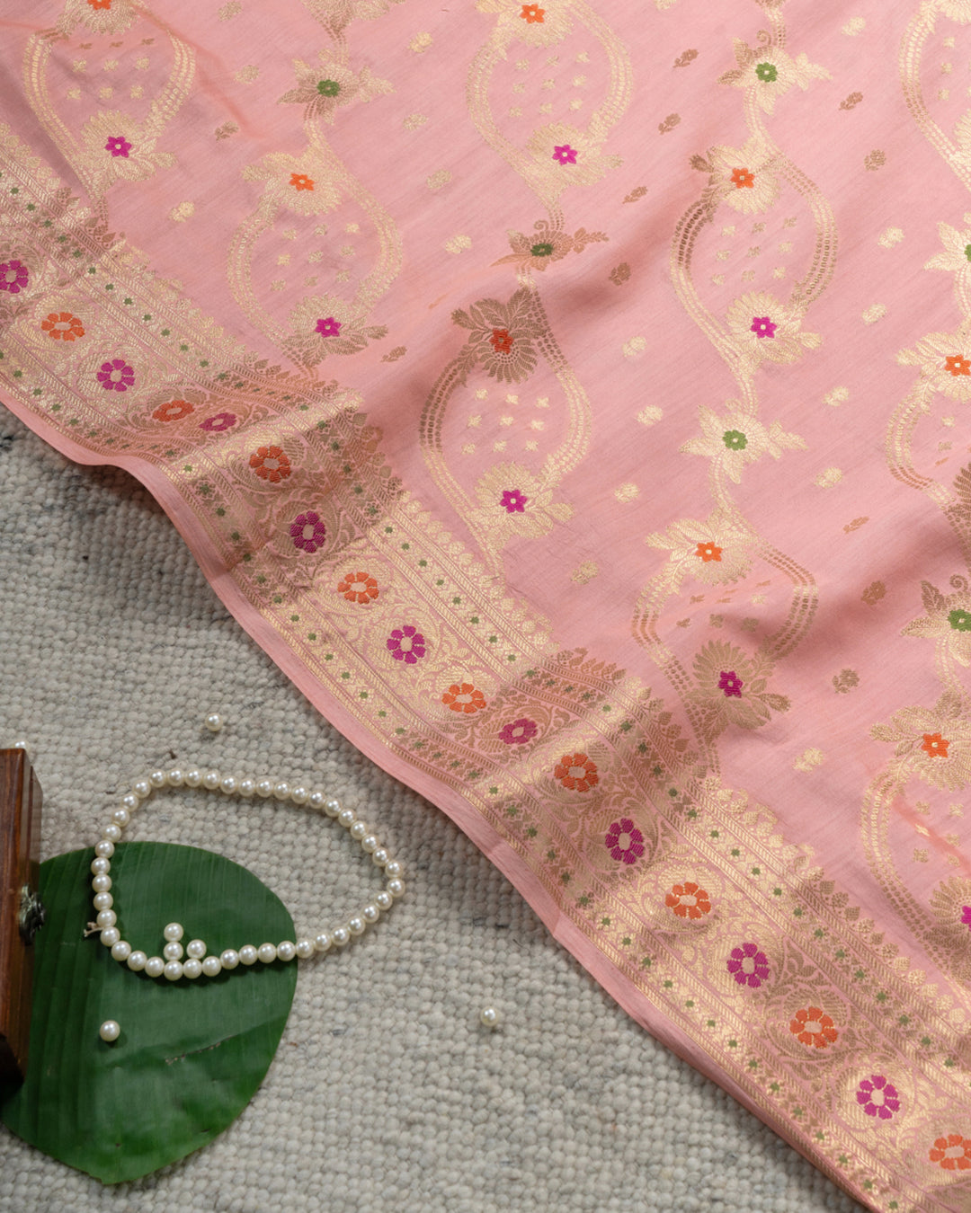 Pink Meenakari Jaal Pure Banarasi Silk Saree