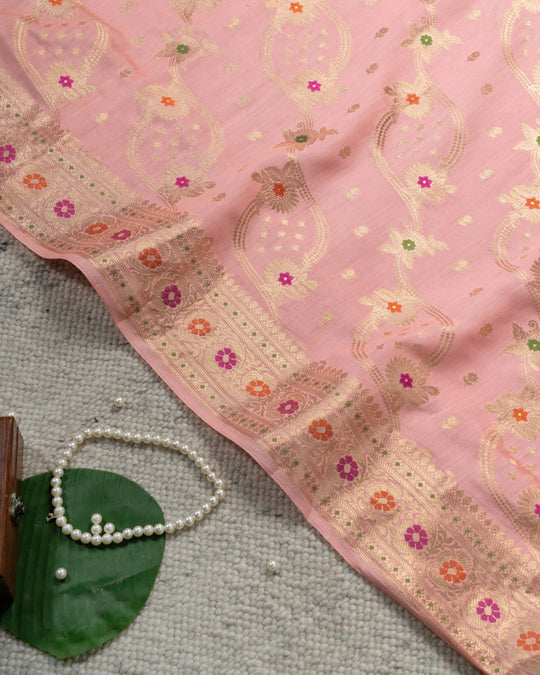 Pink Meenakari Jaal Pure Banarasi Silk Saree