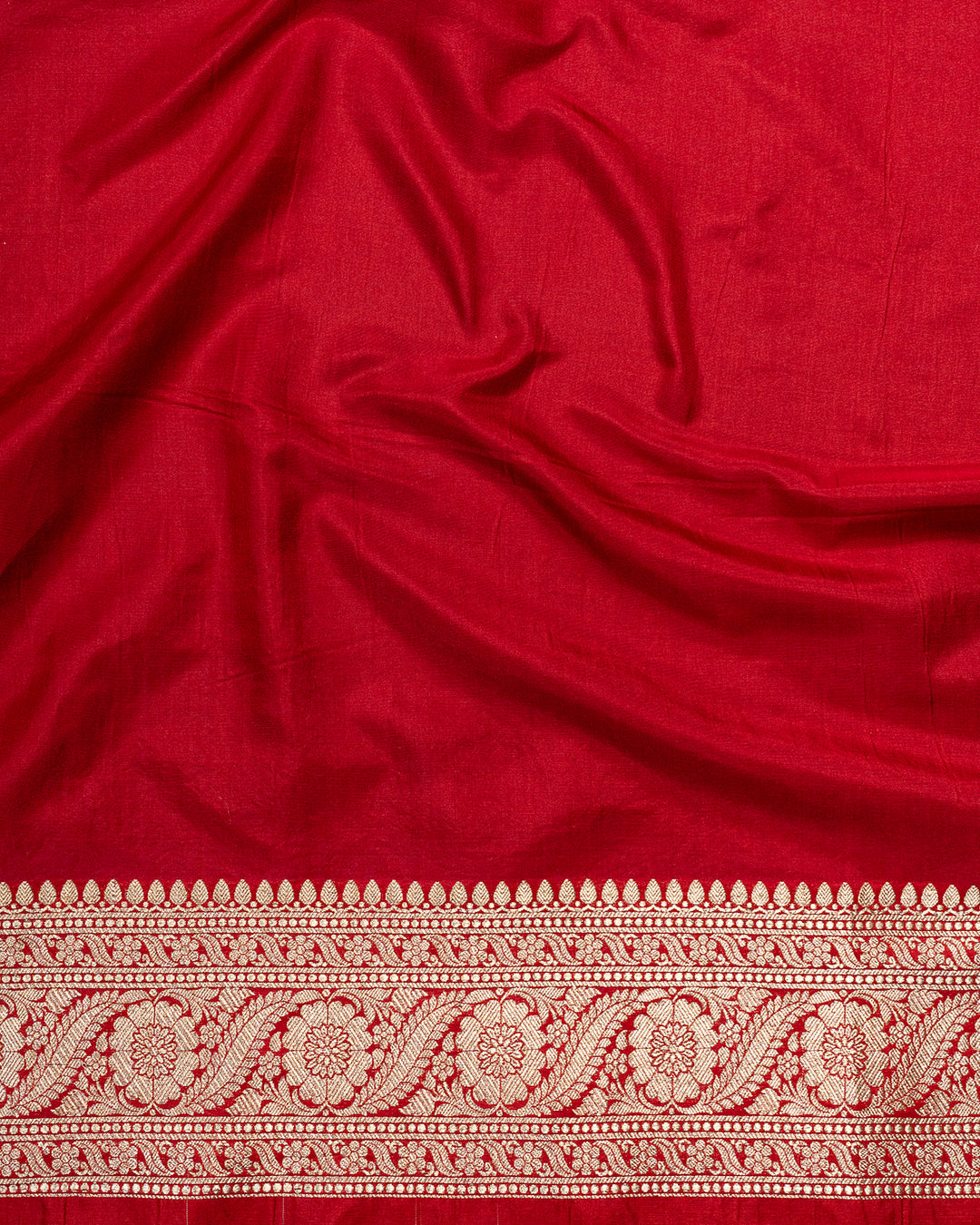 Khush Rang Red Blooming Pure Katan Silk Saree With Zari Highlights