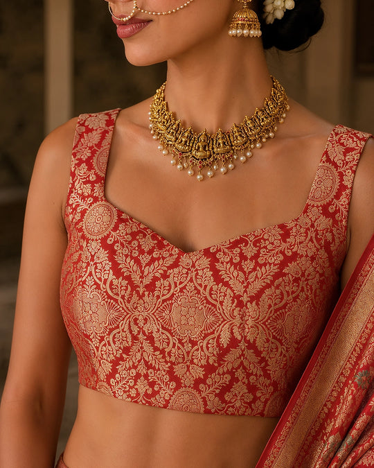 Red Pure Katan Silk Blouse - Customisable