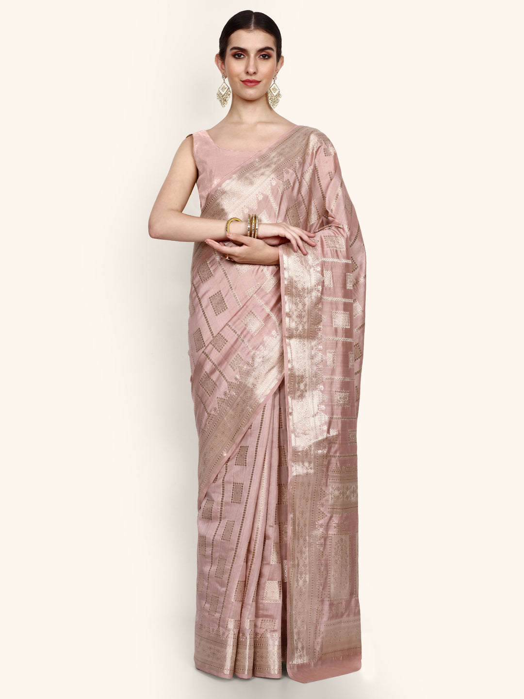 Mauve Pink Kadwa Handwoven Banarasi Saree