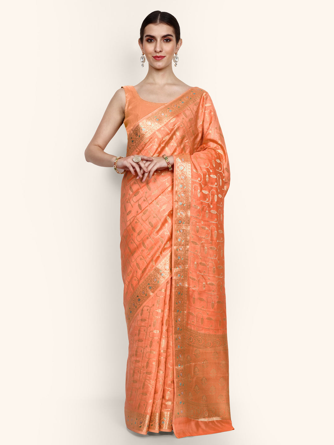 Orange Kadwa Handwoven Banarasi Saree