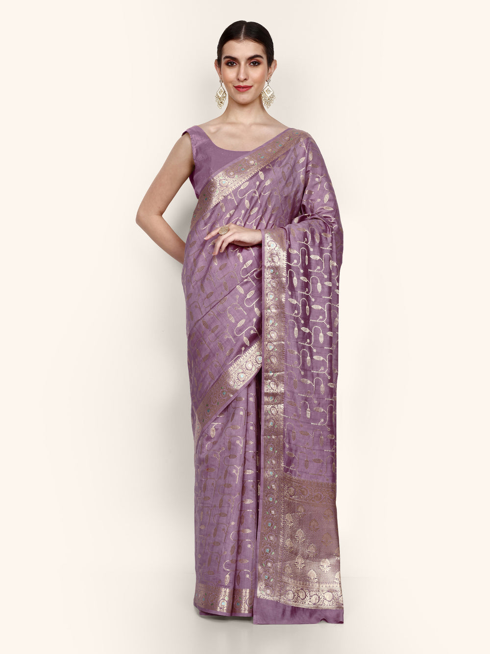 Light Purple Kadwa Handwoven Banarasi Saree