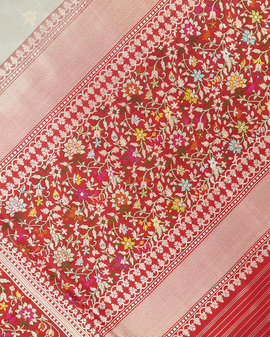 Kadwa Pure Handwoven Katan Banarasi Silk Saree - Glacier Grey