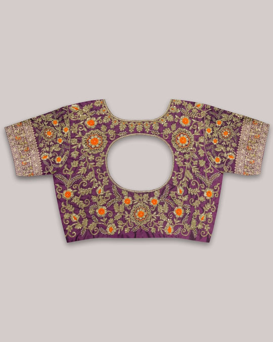 Zardozi Hand - Embroidered Pure Katan Saree - katansi