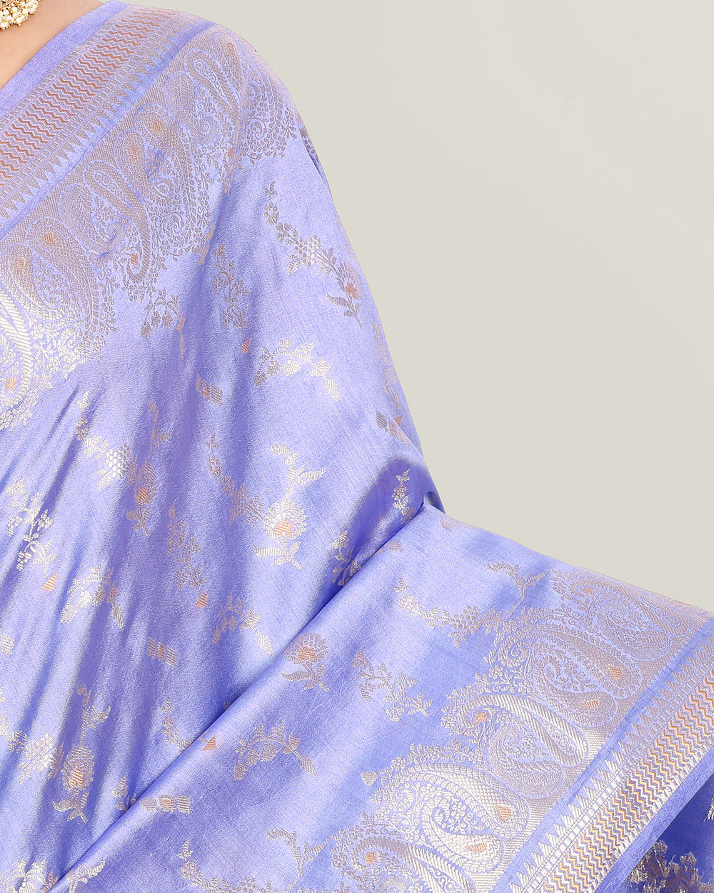 Light Lavender Handwoven Jaal Banarasi Silk Saree