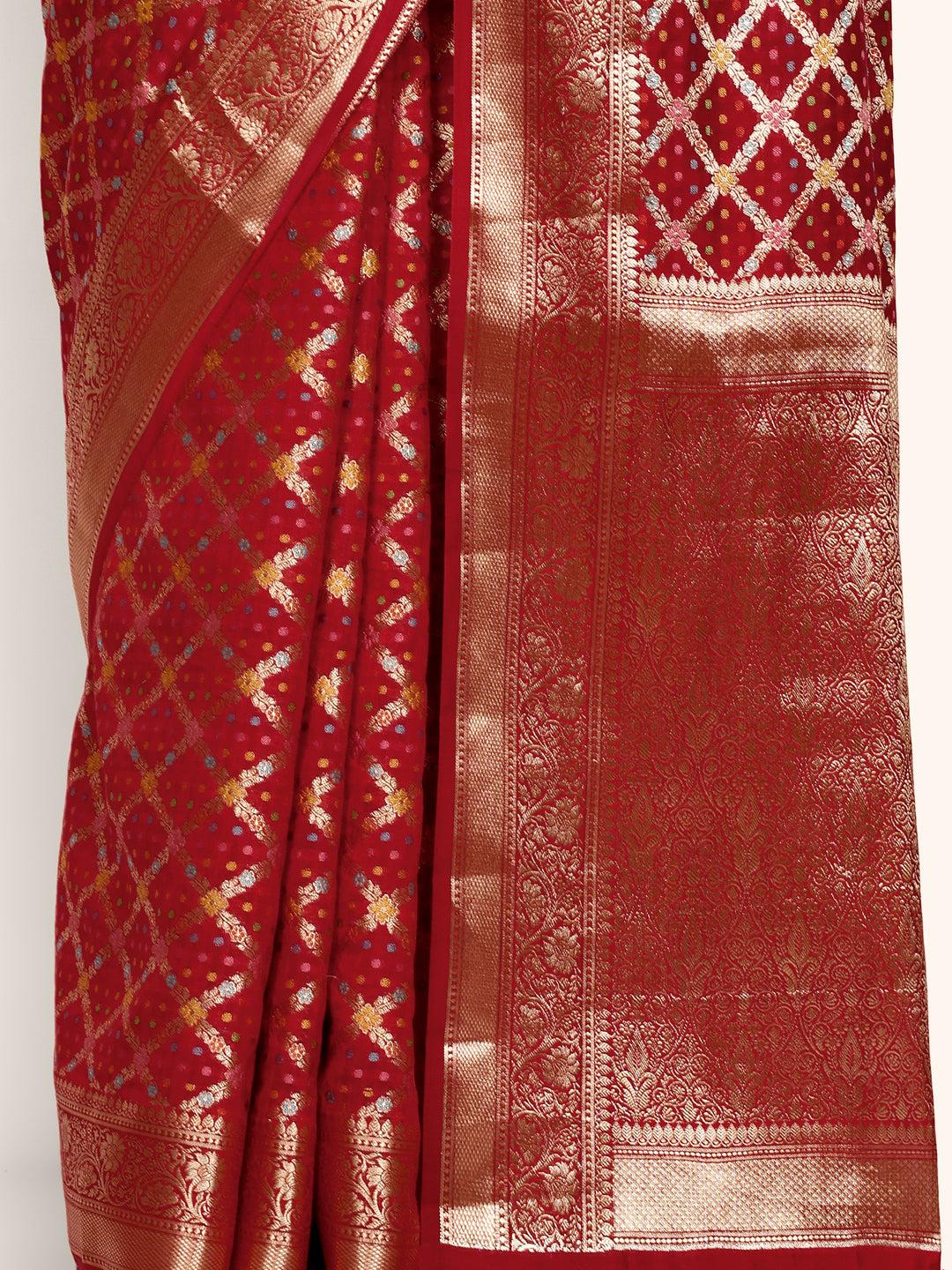 Wine Red Kadwa Handwoven Banarasi Saree