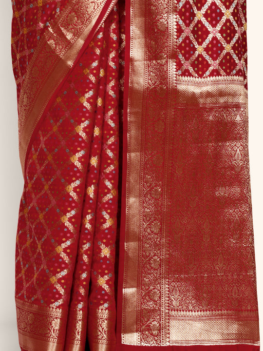 Wine Red Kadwa Handwoven Banarasi Saree