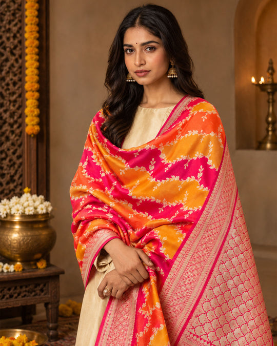 Sunset Dual Tone Pure Katan Rangkat Dupatta
