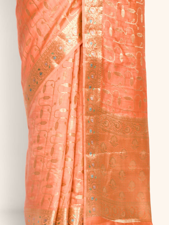 Orange Kadwa Handwoven Banarasi Saree