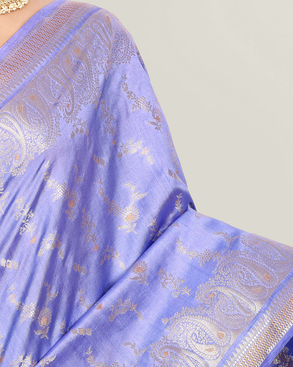 Light Lavender Handwoven Jaal Banarasi Silk Saree