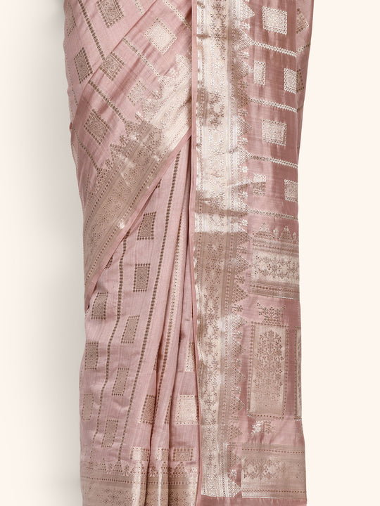 Mauve Pink Kadwa Handwoven Banarasi Saree