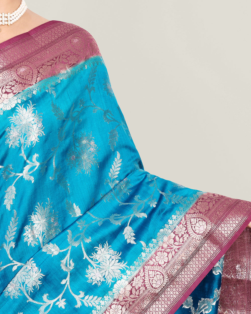 Sea Blue Handwoven Zari Banarasi Silk Saree