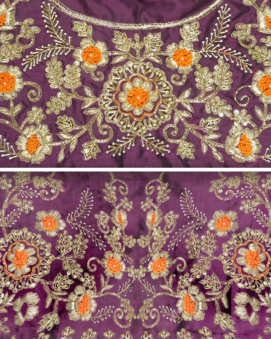 Zardozi Hand - Embroidered Pure Katan Saree - katansi