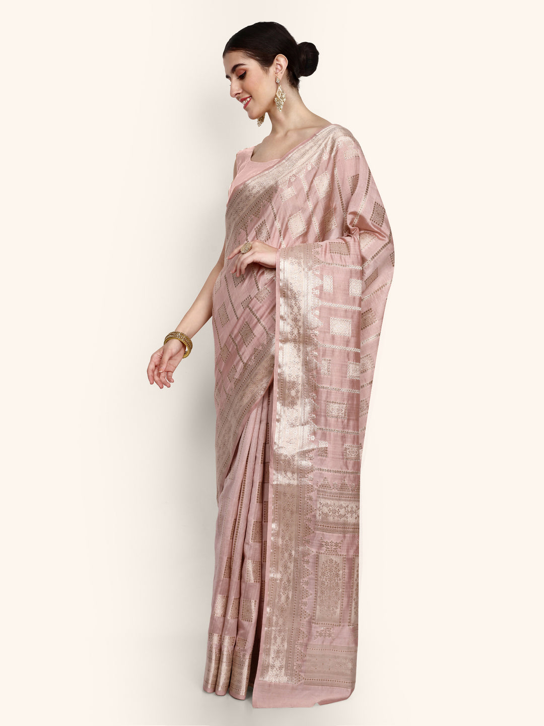 Mauve Pink Kadwa Handwoven Banarasi Saree