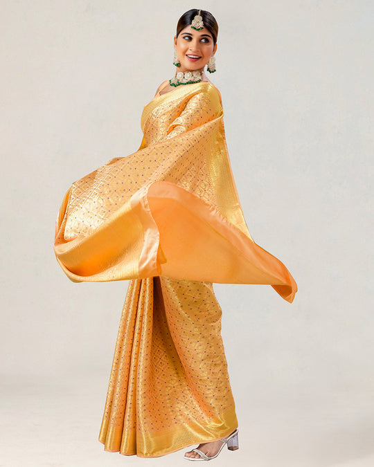 Mustard Pure Katan Saree with Intricate Diamond Butidar Weaves