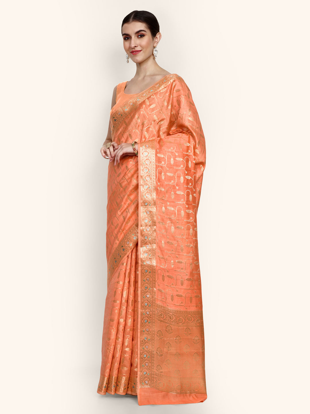 Orange Kadwa Handwoven Banarasi Saree