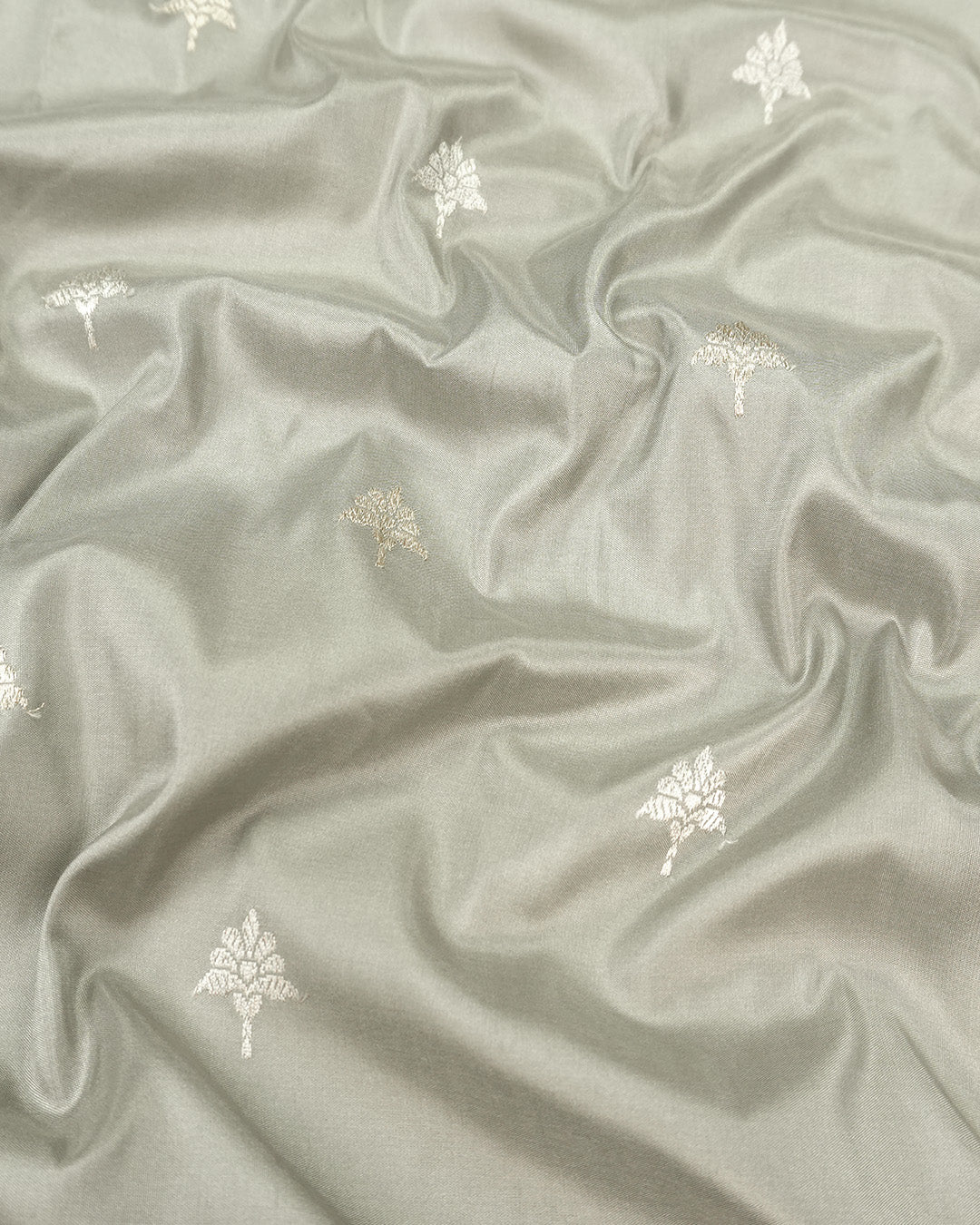 Kadwa Pure Handwoven Katan Banarasi Silk Saree - Glacier Grey