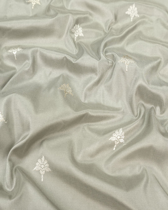 Kadwa Pure Handwoven Katan Banarasi Silk Saree - Glacier Grey