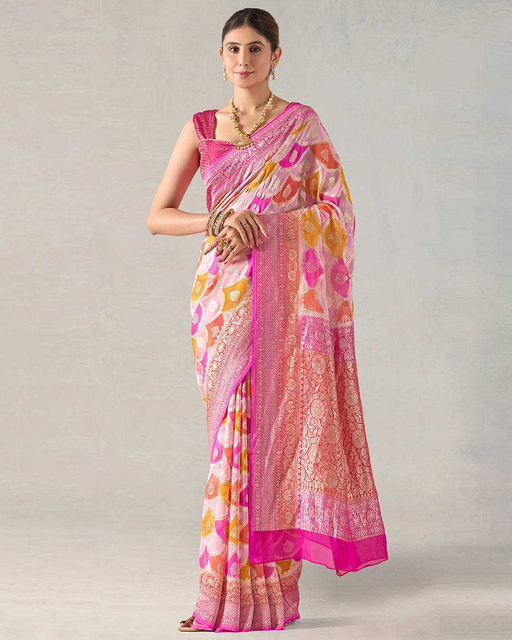 Rosette Rangkat Pure Khaddi Georgette with Heritage Jaal Weaving