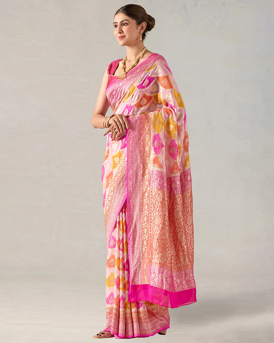 Rosette Rangkat Pure Khaddi Georgette with Heritage Jaal Weaving