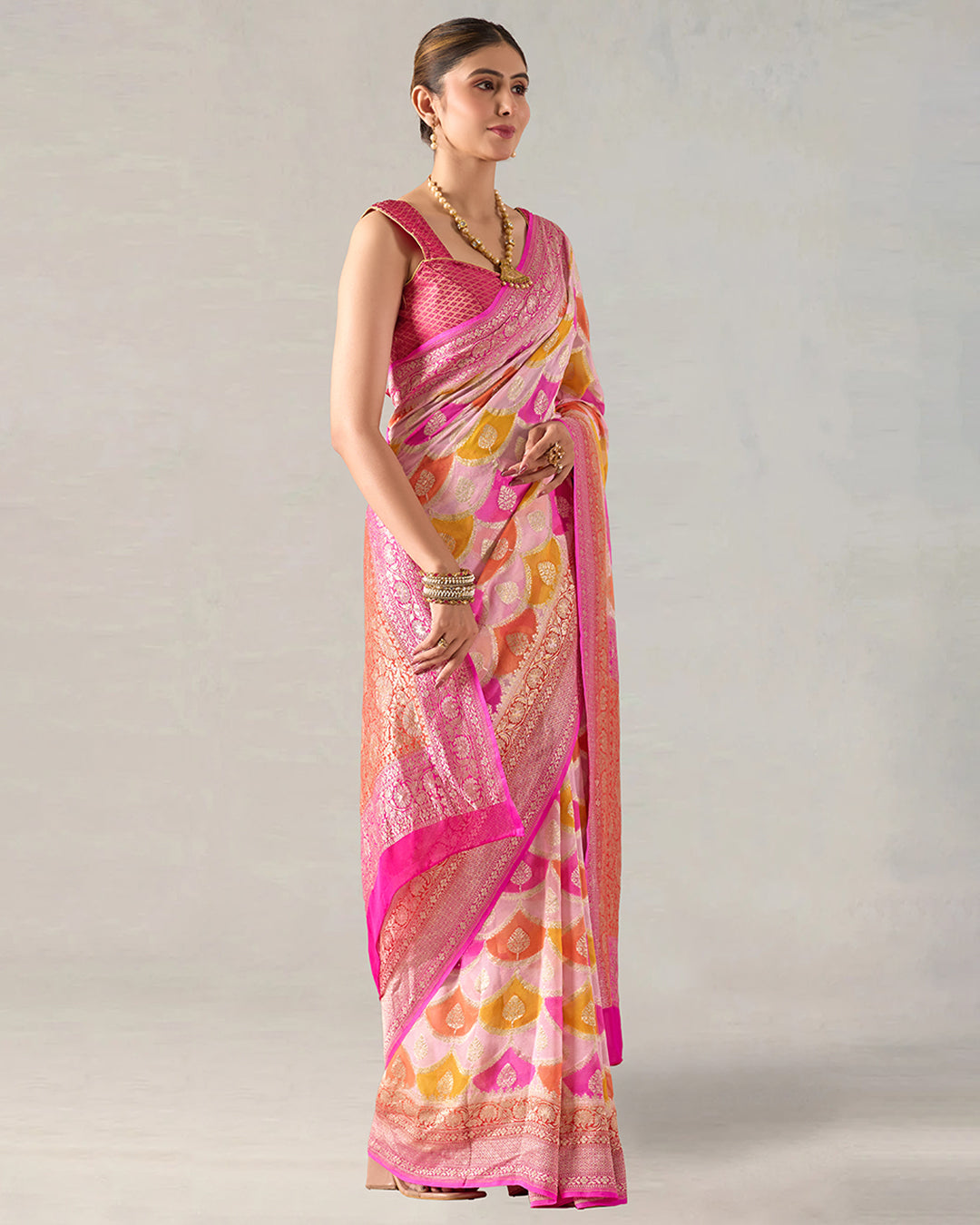 Rosette Rangkat Pure Khaddi Georgette with Heritage Jaal Weaving